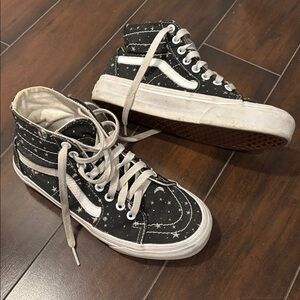 Vans Sk8-Hi Stars Black & White Tapered Skate Shoes Wms 6.5